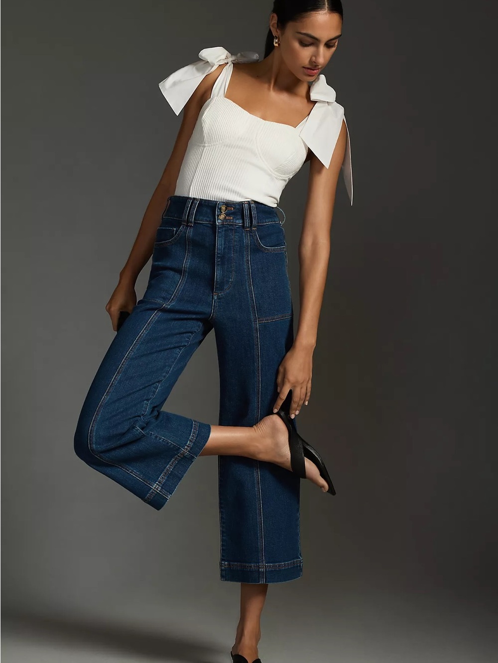 Pilcro The Skipper Seamed High-rise Crop Wide Leg Jeans